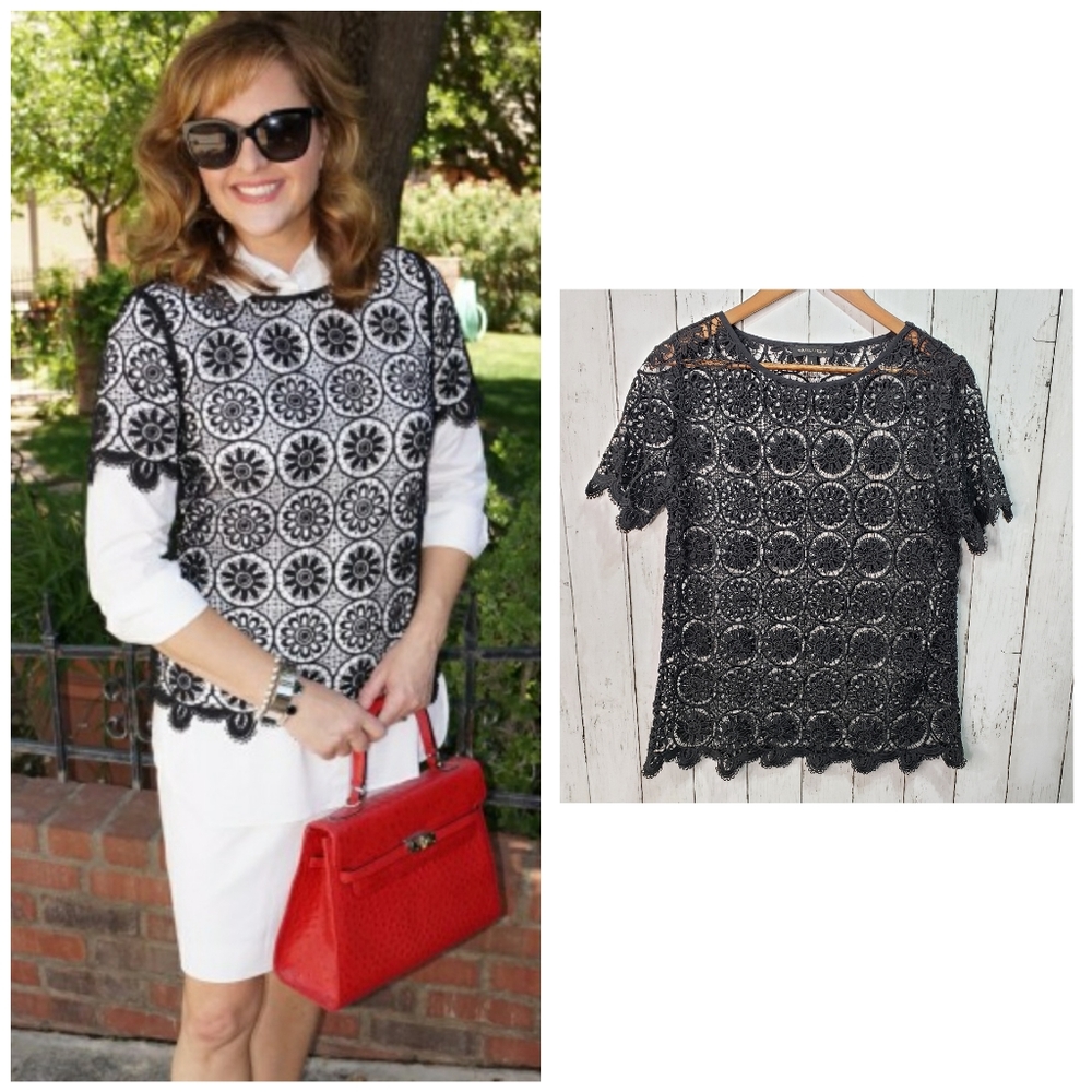 Banana Republic Black Lace Top Size Small.